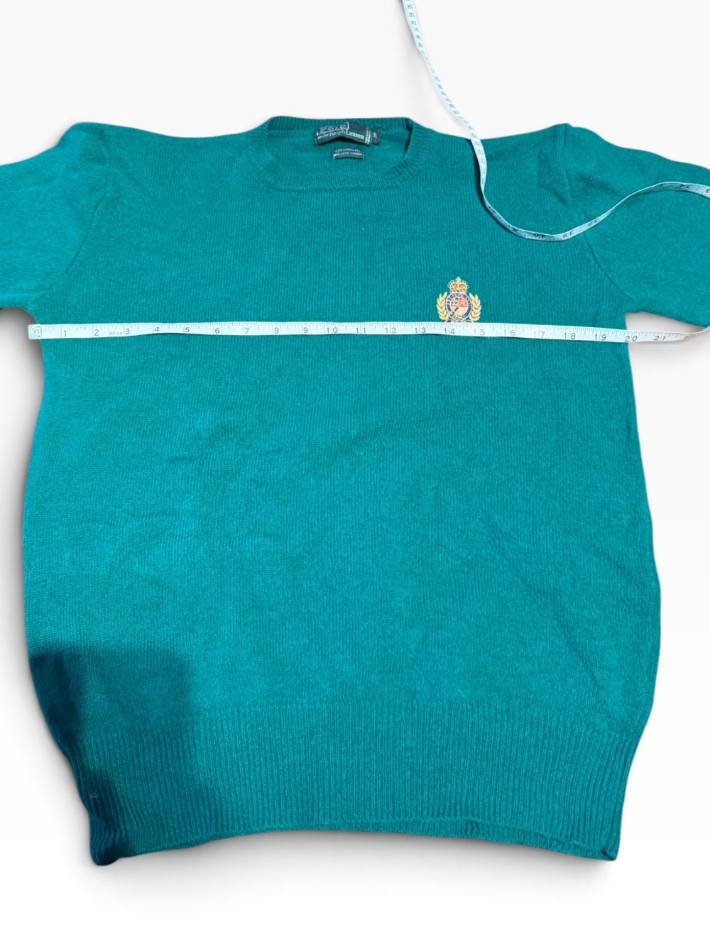Polo by Ralph Lauren Teal Crewneck Sweater with Embroidered Crest - Picture 3 of 5